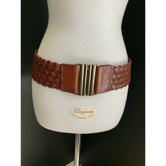Unbranded Accessories - Genuine Leather & Brass Belt Elastic Size Medium Women's Braided